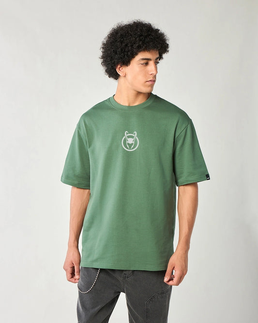 Men's Green Loki Graphic Printed Oversized T-shirt
